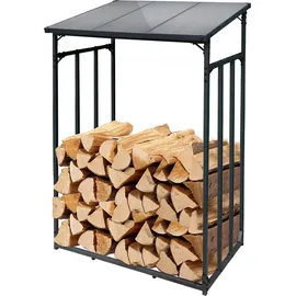 toboli Kaminholzregal Metall 133 x 83 x 185 cm für Outdoor Schwarz