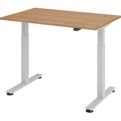 bümö elektrisch höhenverstellbarer Schreibtisch Nussbaum 120x80 cm - Schreibtisch höhenverstellbar elektrisch, elektrischer Schreibtisch & Gaming