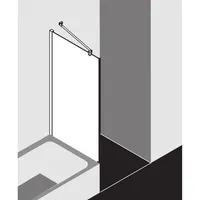 Kermi Mena Seitenwand verkürzt mit Wandprofil METVP080173YK 80 x 179 cm, schwarz soft, ESG Milchglas SR Opaco Clean, neben Badewanne