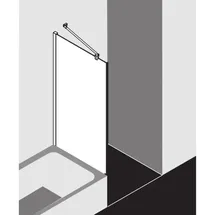 Kermi Mena Seitenwand verkürzt mit Wandprofil METVP080173YK 80 x 179 cm, schwarz soft, ESG Milchglas SR Opaco Clean, neben Badewanne