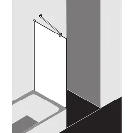 Kermi Mena Seitenwand verkürzt mit Wandprofil METVP080173YK 80 x 179 cm, schwarz soft, ESG Milchglas SR Opaco Clean, neben Badewanne