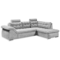 ED EXCITING DESIGN Ecksofa OMAN mit Bettfunktion, Bettkasten, Armteilverstellung, Kopfstützen grau