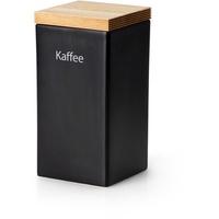 Continenta Vorratsdose quadratisch mit Holzdeckel und Silikonring Kaffee matt