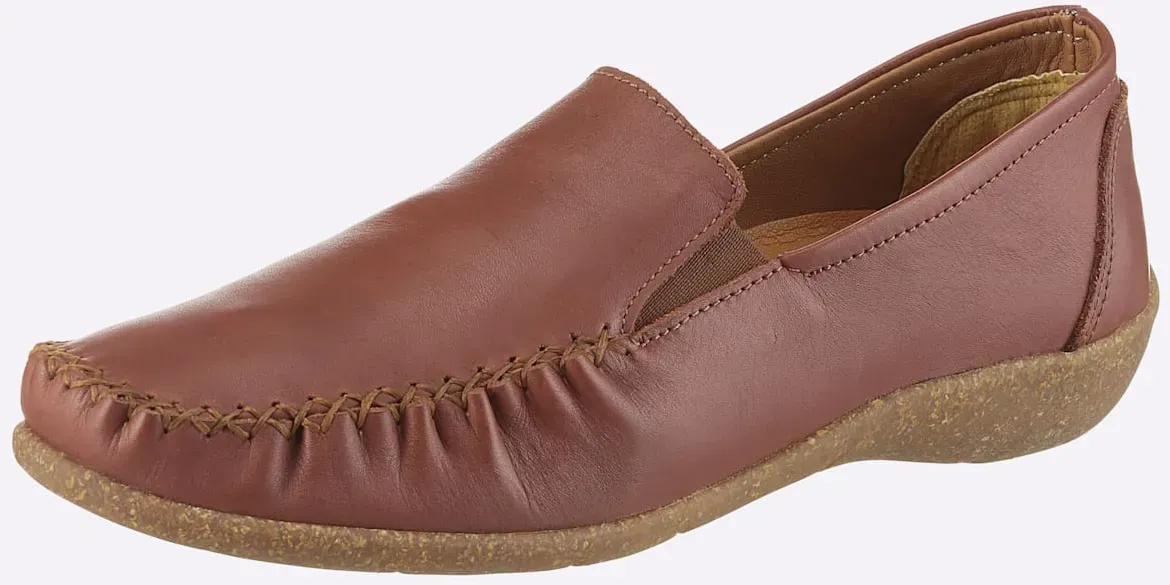Slipper LORETTA, Damen, Gr. 39, rotbraun, Glattleder, Schuhe Slipper