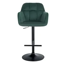CLP Barhocker Natoma Samt I 360° Drehbar, Metallgestell Höhenverstellbar Mit Fußstütze I Tresenhocker Mit Gepolstertem Sitz Und Rücklehne