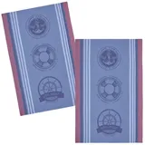 COUCKE Geschirrtuch Nautique, (2-tlg., 2-teilig), Küchentücher (2 Stück) ca.50x75cm Jacquard Baumwolle blau