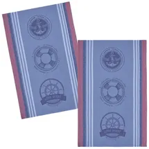 COUCKE Geschirrtuch Nautique, (2-tlg., 2-teilig), Küchentücher (2 Stück) ca.50x75cm Jacquard Baumwolle blau