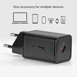 SBS USB-C Ladegerät GaN, kompakt und leistungsstark, EU-Stecker, ideal für Android-Smartphones, iPhone, Tablets, MacBook