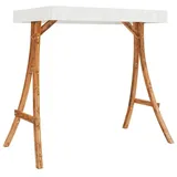 vidaXL Schaukelgestell mit Dach Creme Bugholz Massiv Teak-Finish