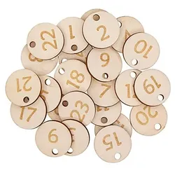 Adventskalender-Zahlen aus Holz, 2,5 cm Ø