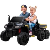 Actionbikes Motors UTV-Kinder-Elektroauto A730 mit 6x4 Vierradantrieb, 2-Sitzer, Kippmulde, Fernbedienung, EVA-Reifen (Schwarz)