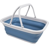 SAMMART 9,2 l zusammenklappbare Wanne mit Griff – tragbarer Picknickkorb für den Außenbereich – Faltbare Einkaufstasche – platzsparender Aufbewahrungsbehälter (Grau/Stahlblau, 1)