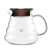 500 ml Glas Teekanne Kaffeekessel Tee Tropfkanne Verdickte Hitzebeständige Wasserkanne mit Griffdeckel für Handkaffee Teebrauen