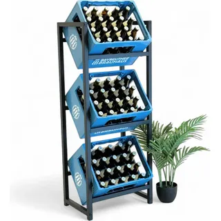 DanDiBo Ambiente Getränkekistenregal 3 Kisten Schmal 47 cm Schwarz