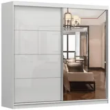 Möblo Schiebetürenschrank, Weiß, Holzwerkstoff, Rechteckig, 233x218x61 cm, Schlafzimmer, Kleiderschränke, Schwebetürenschränke