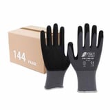 Nitras Nitril-Handschuhe Skin-Flex Strickhandschuhe 8700 gestrickte Handschuhe -144 Paar (Spar-Set) grau|schwarz 7