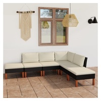 vidaXL 6-tlg. Garten-Lounge-Set mit Kissen Poly Rattan Schwarz