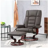 Homcom Relaxsessel Kunstleder 76 x 104 x 85 cm Braun mit Hocker