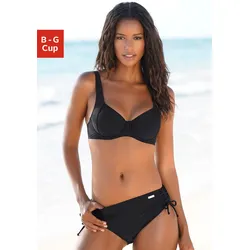 Bügel-Bikini LASCANA, Damen, Gr. 38, Cup E, schwarz, Polyamid, unifarben, Bikini-Sets Bügel-Bikini, mit seitlich geraffter Bikinihose, Topseller