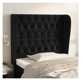 vidaXL Kopfteil mit Ohren Schwarz 103x23x118/128 cm Samt