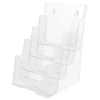 Belle Vous Mehrstufiger Acryl Flyer Aufsteller – 4 x Prospektständer A5 – Transparenter Kunststoff-Prospekthalter Wand oder Schreibtisch – Für Prospekte, Postkarten, Flyer, Menüs & Broschüren
