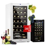 Klarstein Weinkühlschrank, 1 Zonen Getränkekühlschrank Klein, Freistehender Kleiner Weinschrank, 74L Wein-Kühlschrank mit Glastür, Indoor/Outdoor Flaschenkühlschrank, Wine Fridge 28 Flaschen
