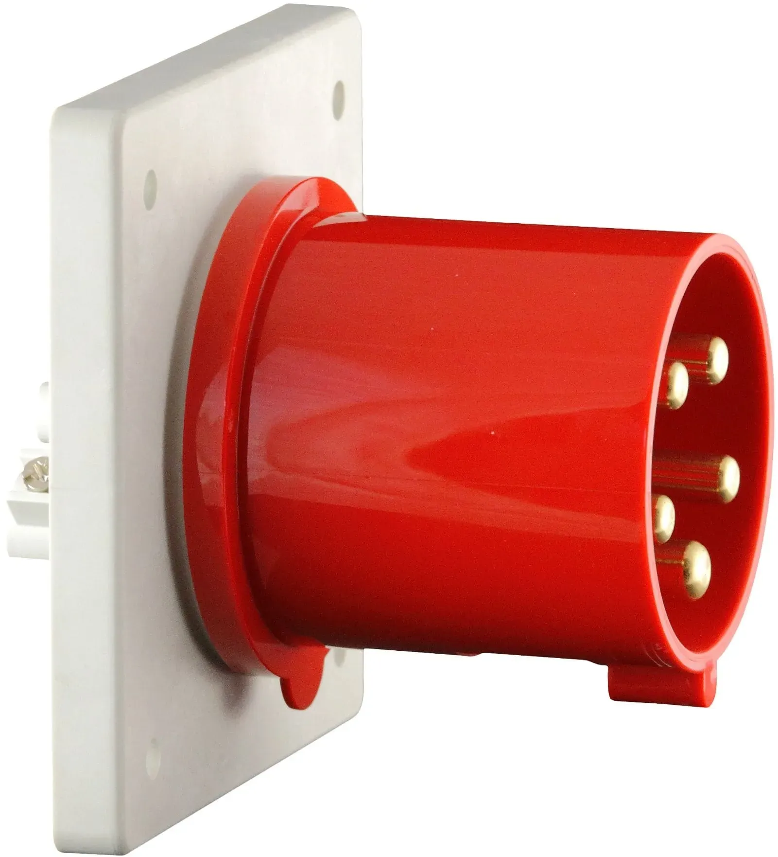 Walther Electric 665 Anbaugerätestecker gerade, 63A, 5P, 6h mit angeschraubtem Flanschgehäuse 118x118mm
