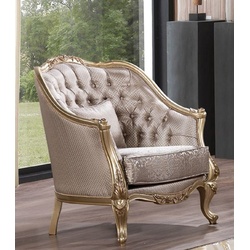 Casa Padrino Luxus Barock Sessel Silber / Gold - Prunkvoller Wohnzimmer Sessel mit elegantem Muster - Luxus Wohnzimmer Möbel im Barockstil - Barock Möbel - Barock Einrichtung