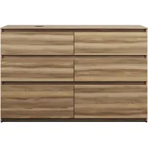 Burgbad Lin20 Waschtischunterschrank inklusive Konsolenplatte, Beckenausschnitt links, 6 Auszüge, 1402x487x900mm, SGIG140LF5357, Farbe: Frassino Dekor Cappuccino