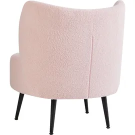 Beliani Sessel OTSBY Bouclé 60 x 76 x 55 cm Pastellrosa mit Kissen