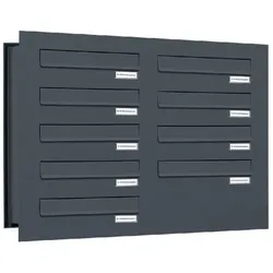 AL BRIEFKASTENSYSTEME Briefkasten, Parteien: 9, BxHxT: 76,8 x 57,5 x 48 cm - grau