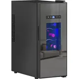 HOMCOM Weinkühlschrank 12 Flaschen 30L 8-18°C Doppelt Thermoelektrisch Flaschenkühlschrank mit Glastür, Getränkekühlschrank mit LED-Leuchte, Kleiner Weinschrank mit Touch-Screen Schwarz   Aosom