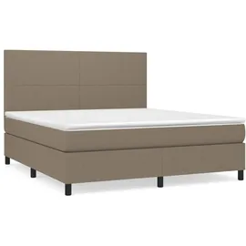 vidaXL Boxspringbett mit Matratze Taupe 180x200 cm Stoff