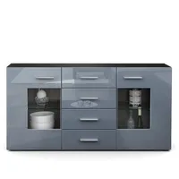 Vladon Sideboard, Grau, 139x72x35 cm, Wohnzimmer, Kommoden & Sideboards,