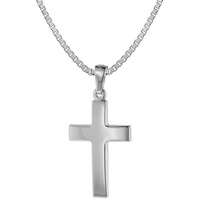 trendor 75270 Kreuz-Anhänger 21 mm Weißgold 585 (14 Karat) mit Silberkette, 50 cm