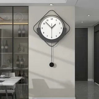 TWFJEL Wanduhr Modern, Nordischer Stil Minimalistisch Wanduhren Groß Metallrahmen + Zifferblatt aus Holz Wanduhr ohne Tickgeräusche Kreativ Art Deco für Wohnzimmer Schlafzimmer Büro Küche, 40 * 62 cm