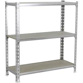 Proregal Schwerlastregal Metall 100x90x40 cm Silber 3 Fachböden