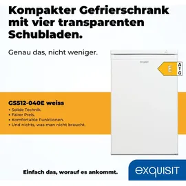 GGV Exquisit Exquisit Gefrierschrank, Tiefkühlschrank, 4-Sterne-Gefrieren, 91 Liter, Gefrierschrank klein, GS512-040E weiss