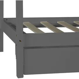 Homestyle4u Hausbett 90 x 200 cm Kiefer grau lackiert