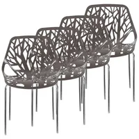 Makika Retro Stuhl Kunststoff grau 4er Set