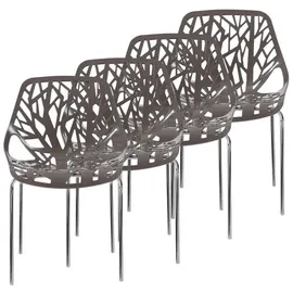 Makika Retro Stuhl Kunststoff grau 4er Set