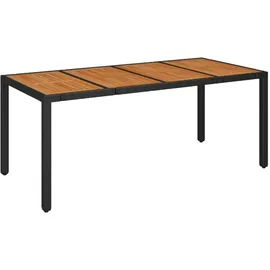 vidaXL Gartentisch mit Holzplatte Schwarz 190x90x75 cm Poly Rattan