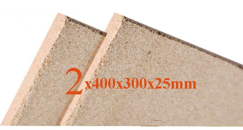 2x Vermiculite Brandschutzplatten | 400x300x25mm | Schamotte Ersatz