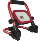 EMOS - LED Akku-Strahler ACCO, 20 W - wasserdicht IP54 - tragbarer Baustrahler, dimmbare Helligkeit 1650 lm, Kaltweiß 6500 K - 12 h Betriebszeit, 5000 mAh-Akku, Powerbank - rot/schwarz