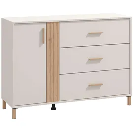 Home Affaire »Belfort Schubladenkommode Sideboard 3 Schubladen und 1 Tür«, 125x40x90, FSC®-zertifizierter Holzwerkstoff, Trendfarbe cashmere, weiß