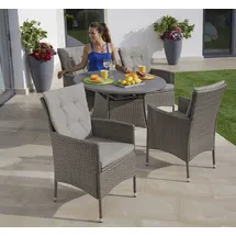 Konifera Mailand Polyrattan Garten-Essgruppe 13-tlg. grau/braun