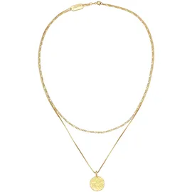 KUZZOI Halskette Herren Layer Figaro Venezianer Plättchen 925 Silber Gold