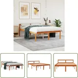 The Living Store - Seniorenbett Wachsbraun 120x200 Cm Massivholz Kiefer - Seniorenbett - Holzbett - Kiefernholzbett - Doppelbett - Bettkopf