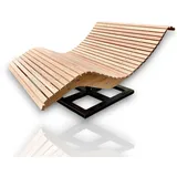 Holztec-Leitner Himmelsliege Doppelliege mit Drehgestell aus Lärchenholz Extra Breit Bayerische Holzliege Sonnenliege für den Garten (140 cm Breite)