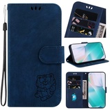 Handyhülle für Xiaomi 13 Lite Hülle Leder, Handy Xiaomi 13 Lite Tiger Hüllen, Leder Flip Etui Handytasche Schutzhülle für Xiaomi 13 Lite with Klapphülle Standfunktion Case blau